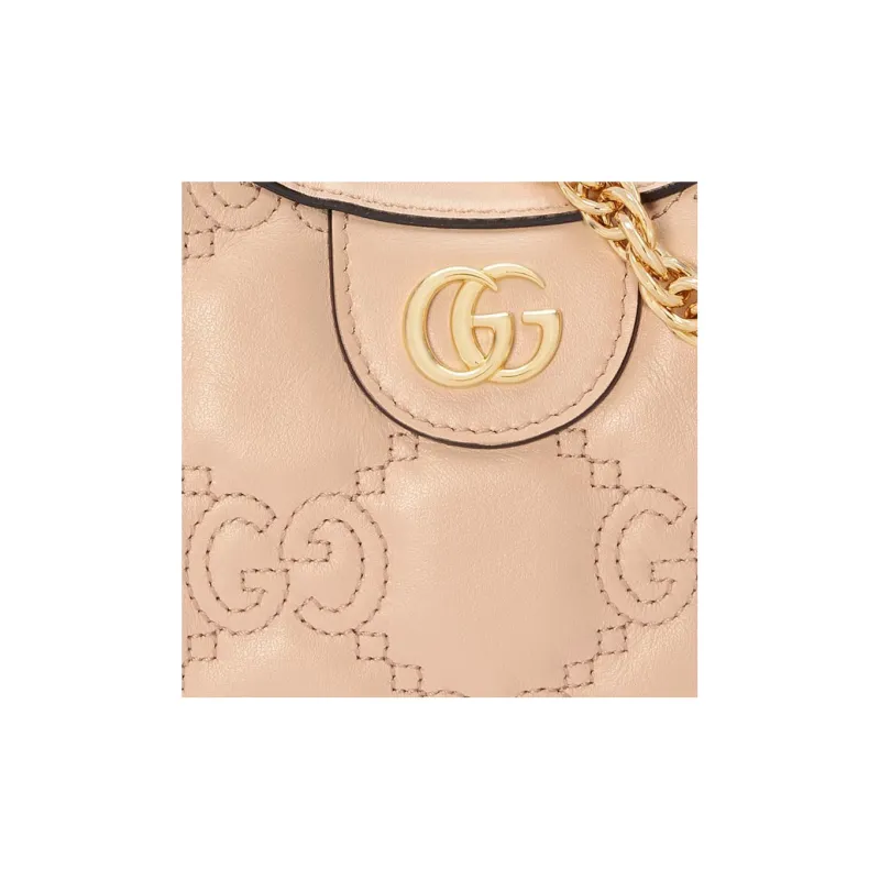 GUCCI GG Matelassé Leather Moon Shaped Bag Crossbody Bag Shoulder Bag Women's Beige-7