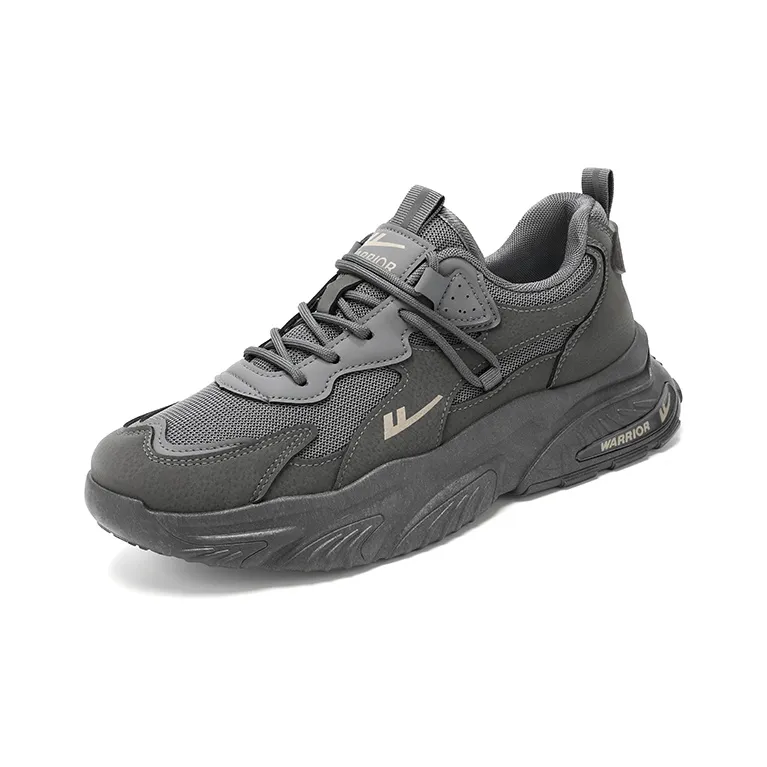 Warrior Wear Resistant Slip Resistant Low Top Chunky Sneakers Men's Gray-1