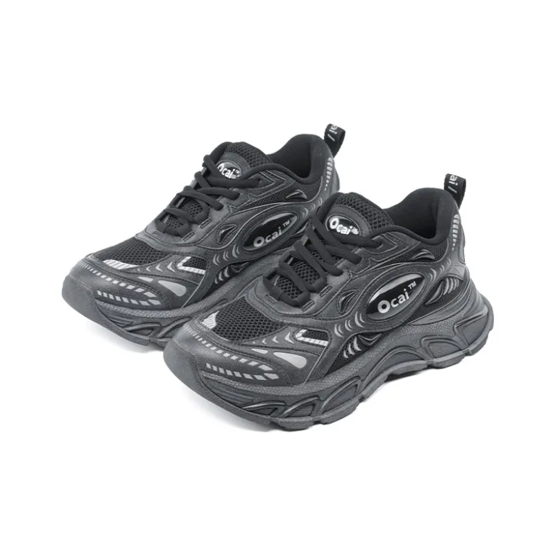 Ocai Abrasion Resistant Breathable Low Top Running Shoes Unisex Black Warrior-1
