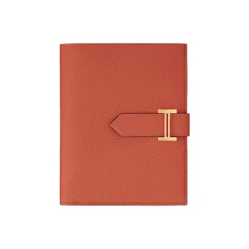 HERMES Bearn Epsom Calfskin Wallet Unisex R1 Terre Battue Red Clay