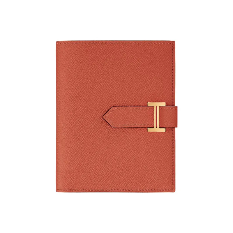 HERMES Bearn Epsom Calfskin Wallet Unisex R1 Terre Battue Red Clay-0
