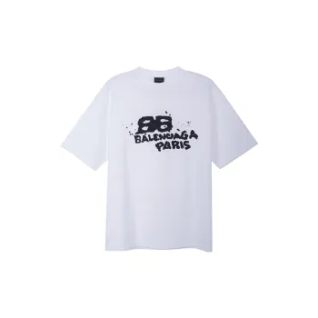 Balenciaga Men's Hand Drawn Bb Icon Medium Fit Vintage T Shirt