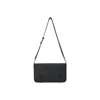 FERRAGAMO GANCINI Hammered Calfskin Messenger Bag, Handbag, Shoulder Bag, Crossbody Bag Regular Women's Black