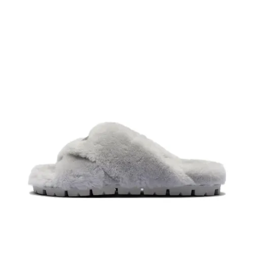 PRADA Triangle-logo Shearling Slippers