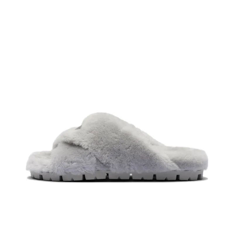 PRADA Triangle-logo Shearling Slippers-0