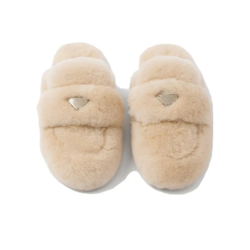 PRADA Triangle-logo Shearling Mules-2