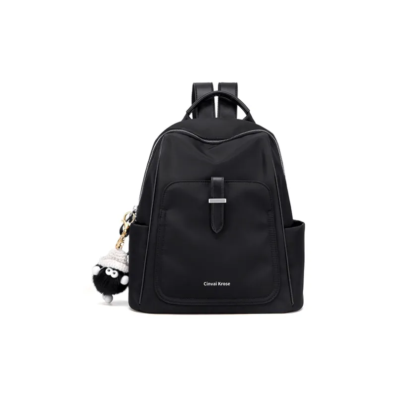 CinvaiKrose Fabric Backpack Medium Size Women's Ecru/Black-6