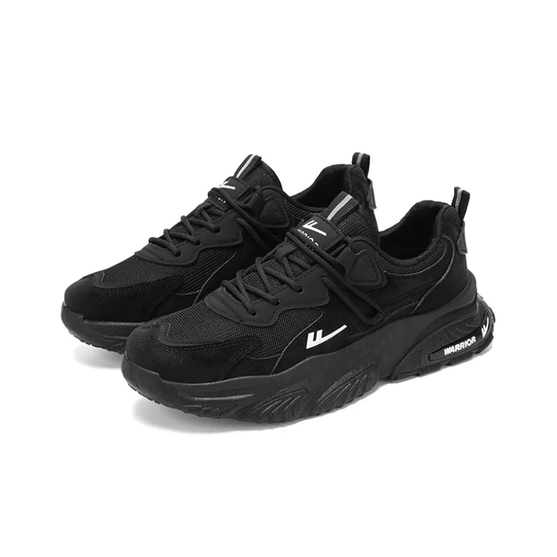 Warrior Abrasion Resistant Height Increasing Low Top Chunky Sneakers Men's Black-2
