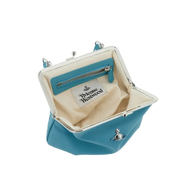 Vivienne Westwood Lambskin Dumpling Bag, Handbag, Shoulder Bag, Crossbody Bag, Wallet Regular Women's Blue-3