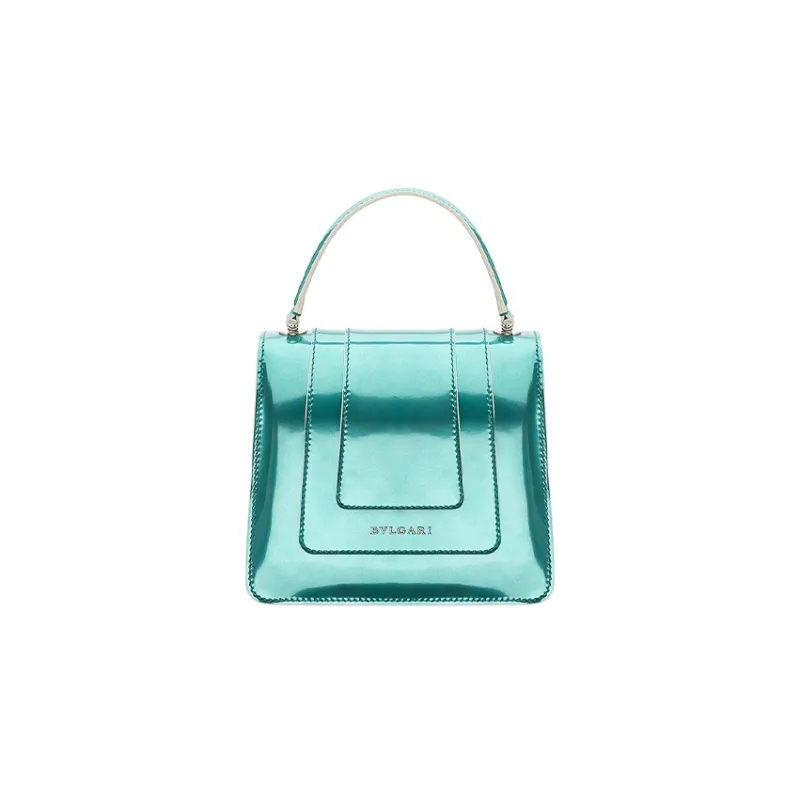 BVLGARI Serpenti Forever Calfskin Shoulder Bag Crossbody Bag Handbag Small Size Women's Green-2