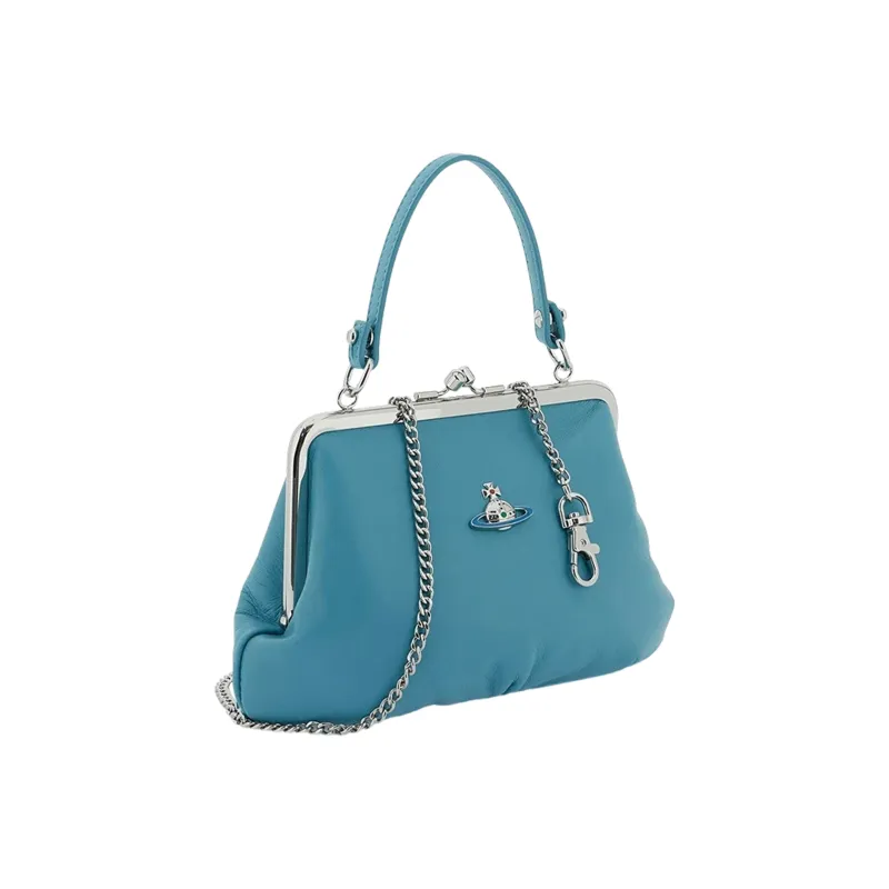 Vivienne Westwood Lambskin Dumpling Bag, Handbag, Shoulder Bag, Crossbody Bag, Wallet Regular Women's Blue-1