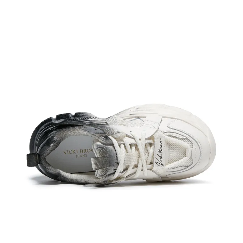 VICKI BROWN Jeans Height Increasing Cushioning Low-Top Chunky Sneakers Women's-3