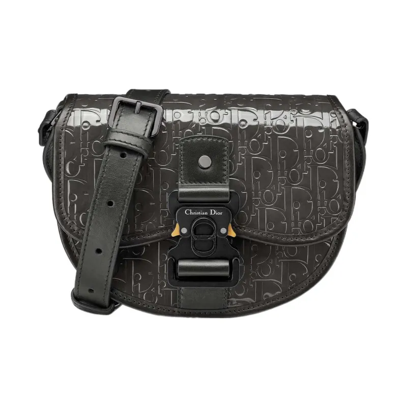 DIOR Gallop Oblique Gravity Print Leather Messenger Bag, Shoulder Bag, Crossbody Bag Mini Men's Black-0