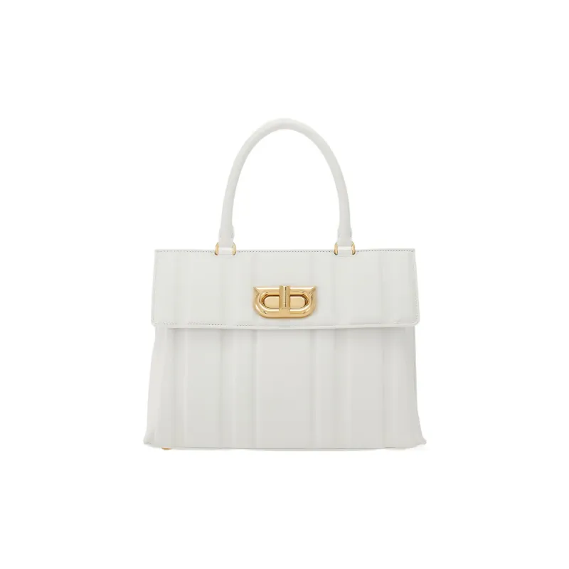 FERRAGAMO GANCINI Calfskin Handbag Regular Women's White-0