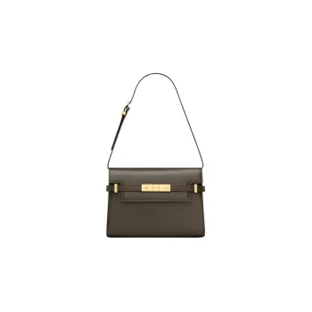 SAINT LAURENT Cow Leather Crossbody Bag Shoulder Bag Small Size Women's Dark Gray