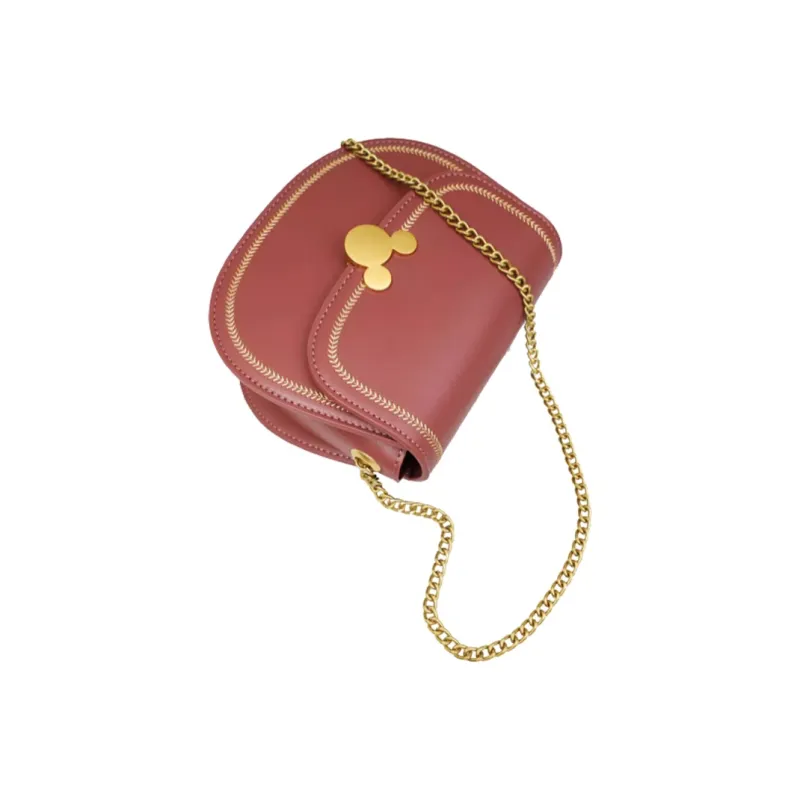 MESUCA Disney X Minnie Disney Mickey Collaboration PU Saddle Bag, Shoulder Bag, Crossbody Bag Medium Size Women's Red-3