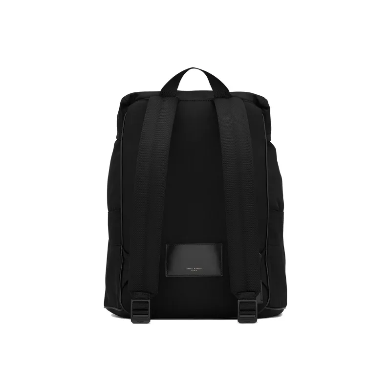 SAINT LAURENT Fabric Cow Leather Patchwork Backpack Regular Men's Black-2