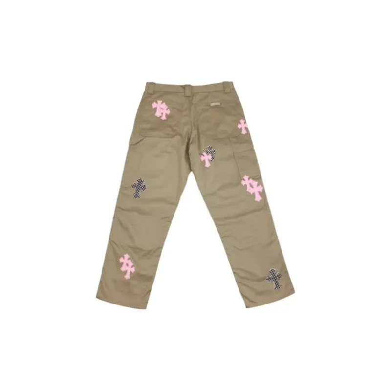 Chrome Hearts Pink & Checkered Cross Patch Carpenter Pants-1