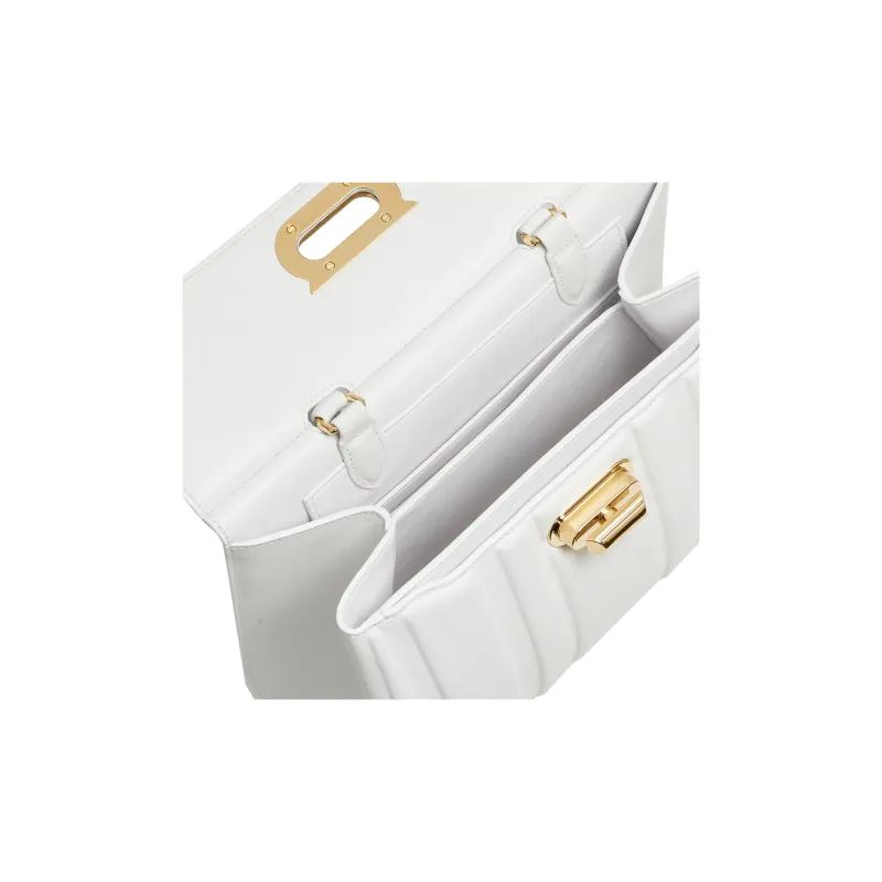 FERRAGAMO GANCINI Calfskin Handbag Regular Women's White-4