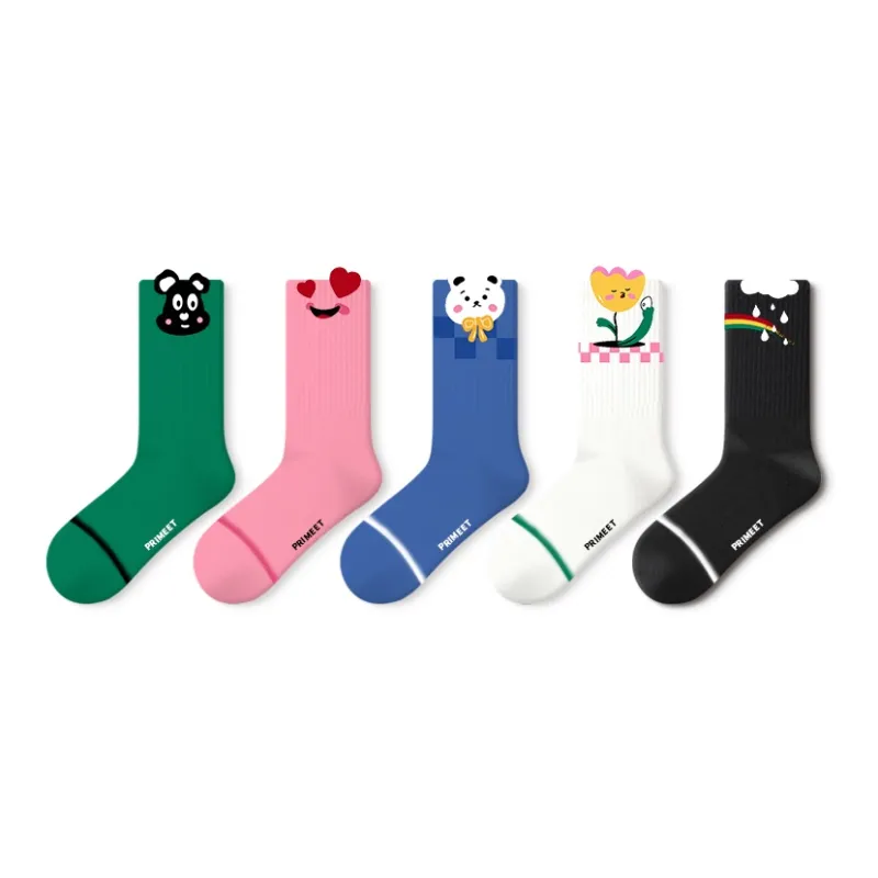 Primeet Mid Calf Socks Spring Summer Women's 5 Pack-1