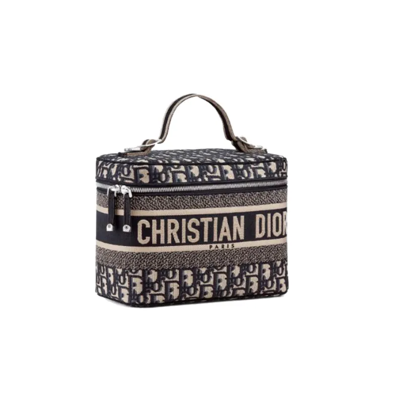 DIOR DiorTravel Canvas Makeup Bag Travel Storage Bag Handbag Toiletry Bag Women's Black-2
