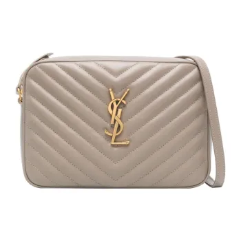 SAINT LAURENT LOU Calfskin Camera Bag, Crossbody Bag, Shoulder Bag Women's Taupe