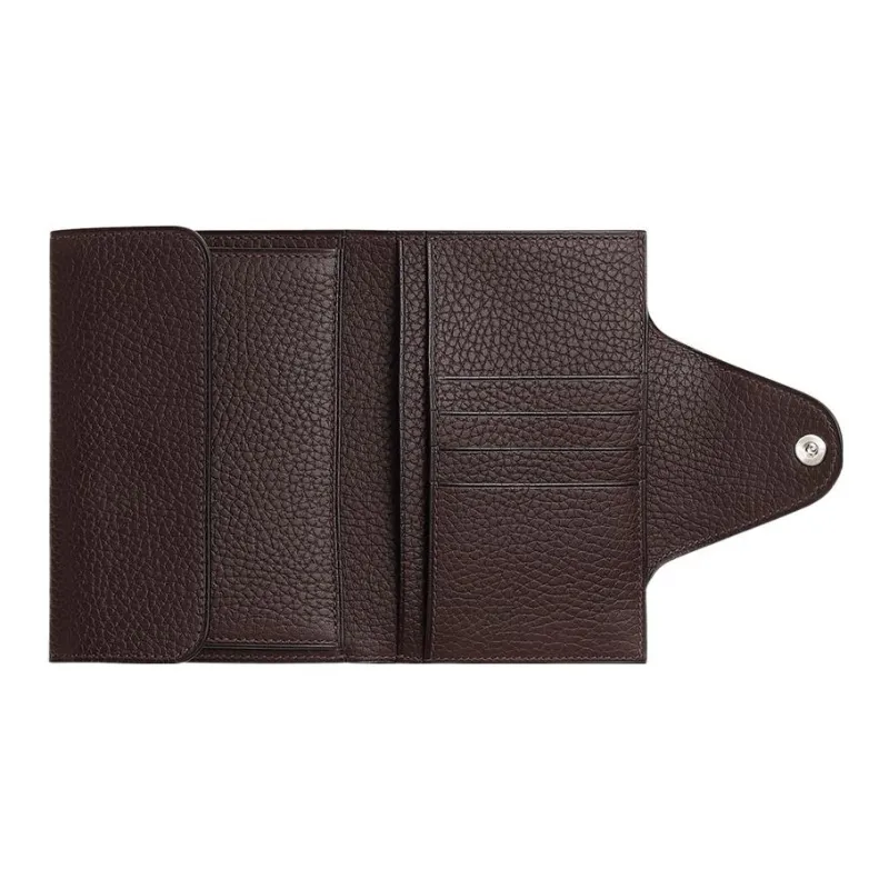 HERMES Cow Leather Wallet Men's 46Ebene Ebony-1