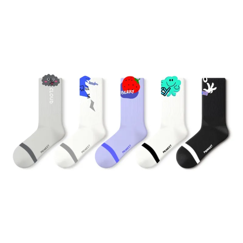 Primeet Mid Calf Socks Spring Summer Women's 5 Pack-3