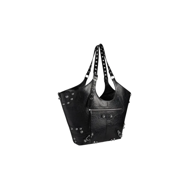 Balenciaga Le Cagole Lambskin Large Capacity One Shoulder Handbags Large Size Women's Black-1