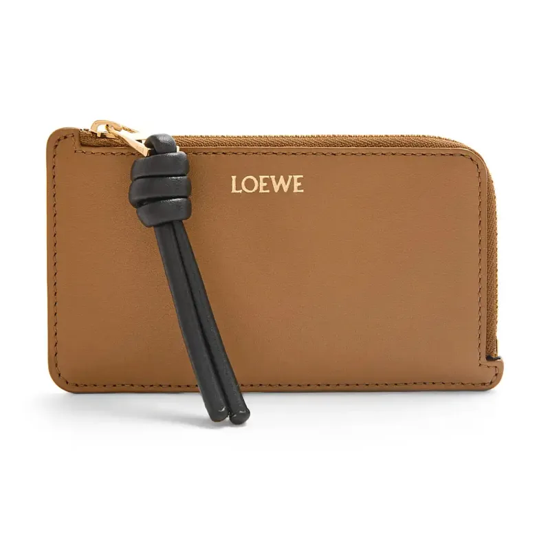 LOEWE Bright Nappa Cow Leather Card Holder Women's Brown/Black-0