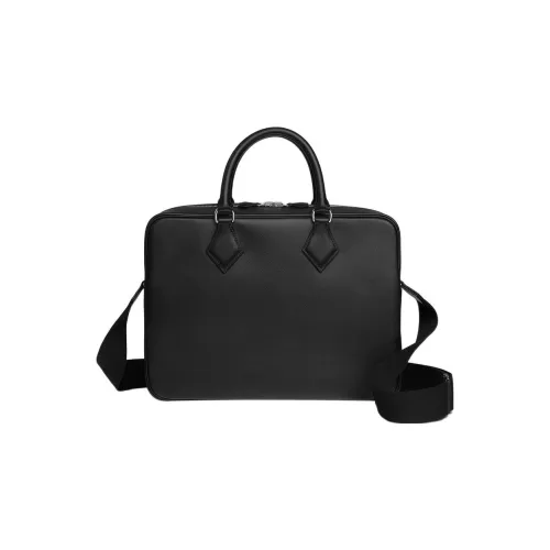HERMES Evergrain Calfskin Briefcase Shoulder Bag Crossbody Bag Handbag Regular Men's 89 Noir Black