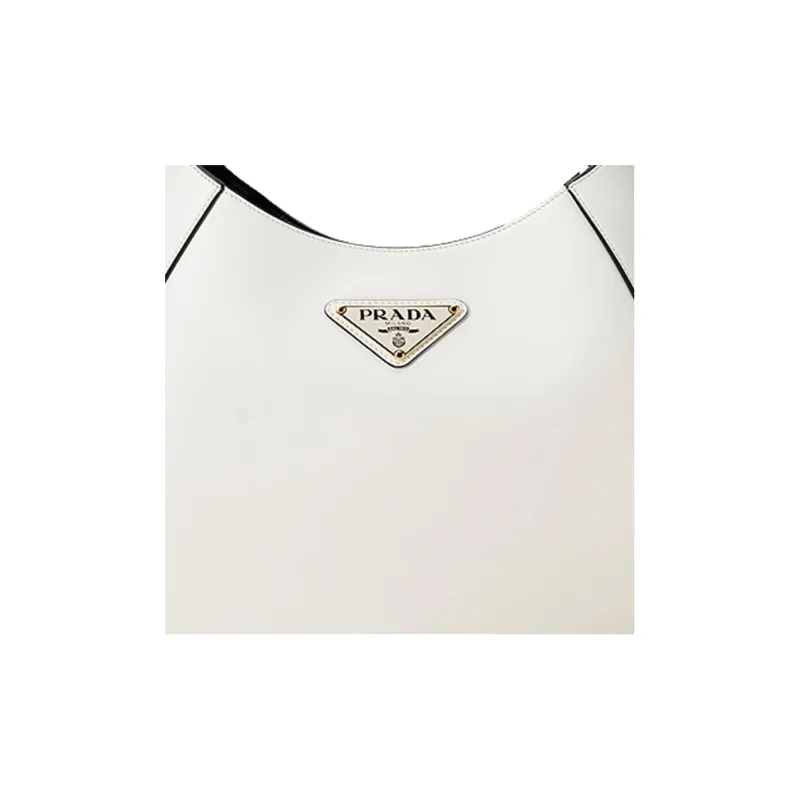 PRADA Calfskin Portable Crossbody Bag, Shoulder Bag Women's White-3