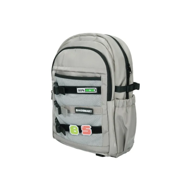 BAGSMART Polyester Backpack Unisex Functional Gray/Knight Black-1