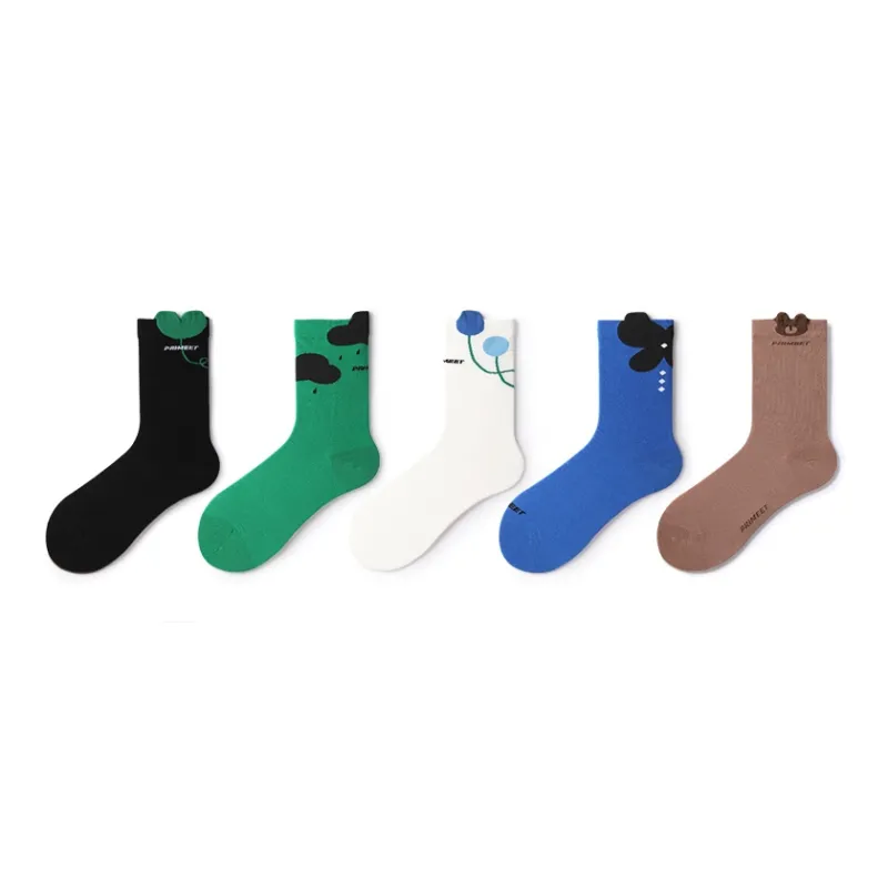 Primeet Mid Calf Socks Spring Summer Women's 5 Pack-10