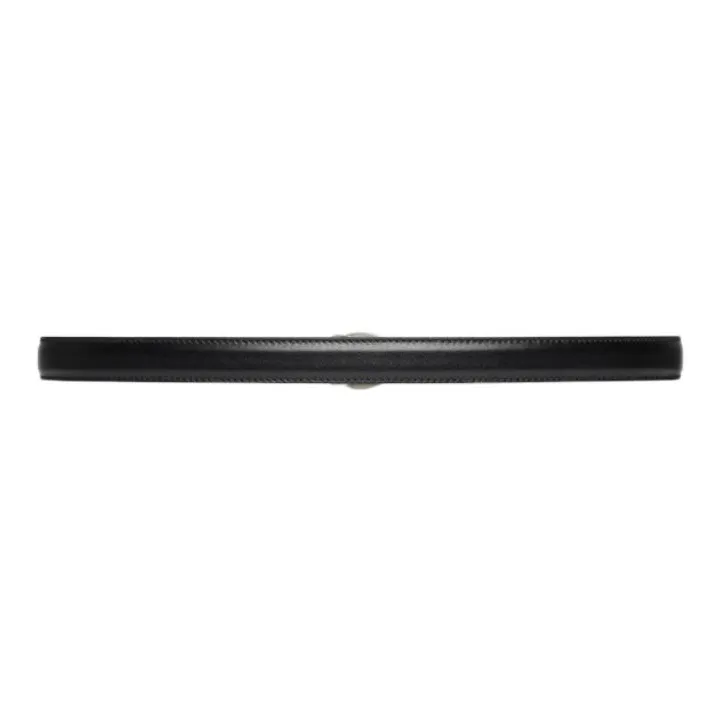 GUCCI Mini GG Collection Double G Leather Belt With Smooth Buckle Leather Belts Women's Black Width: 2CM-1