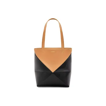 LOEWE Shiny Cow Leather Tote Bag Shopping Bag Handbag Regular Women's Brown/Black