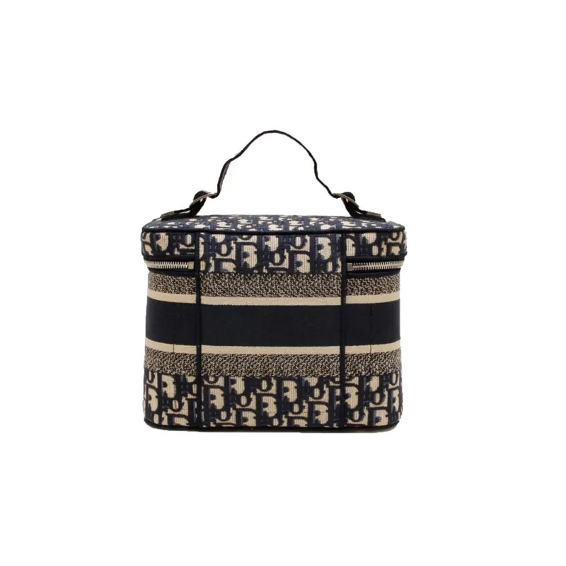 DIOR DiorTravel Canvas Makeup Bag Travel Storage Bag Handbag Toiletry Bag Women's Black-3