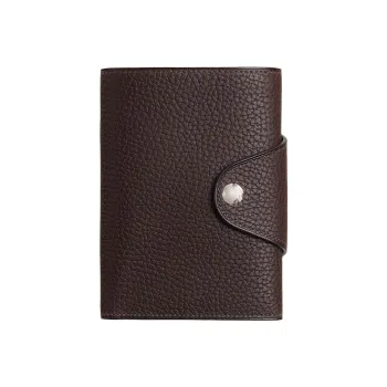 HERMES Cow Leather Wallet Men's 46Ebene Ebony