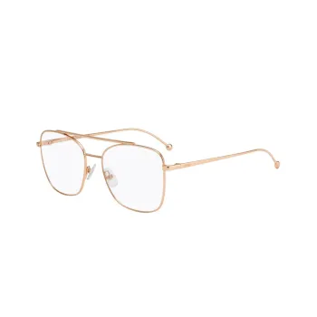 FENDI Metal Irregular Shape Eyeglass Frames Unisex Rose Gold
