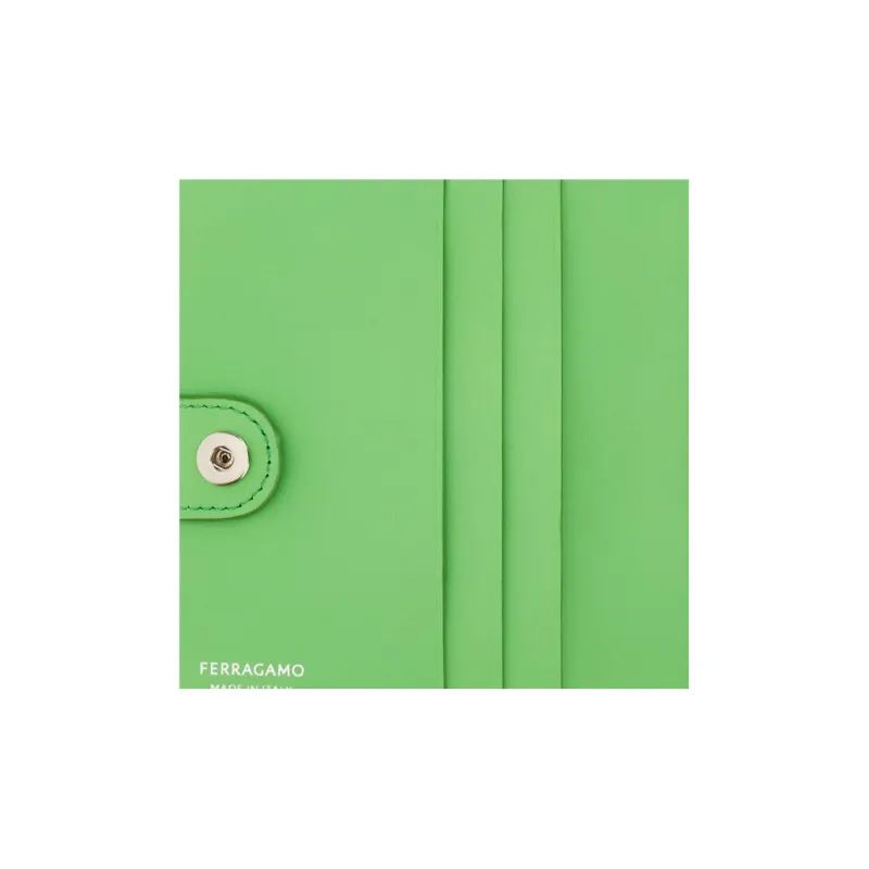 FERRAGAMO Calfskin Wallet Women's Green-4