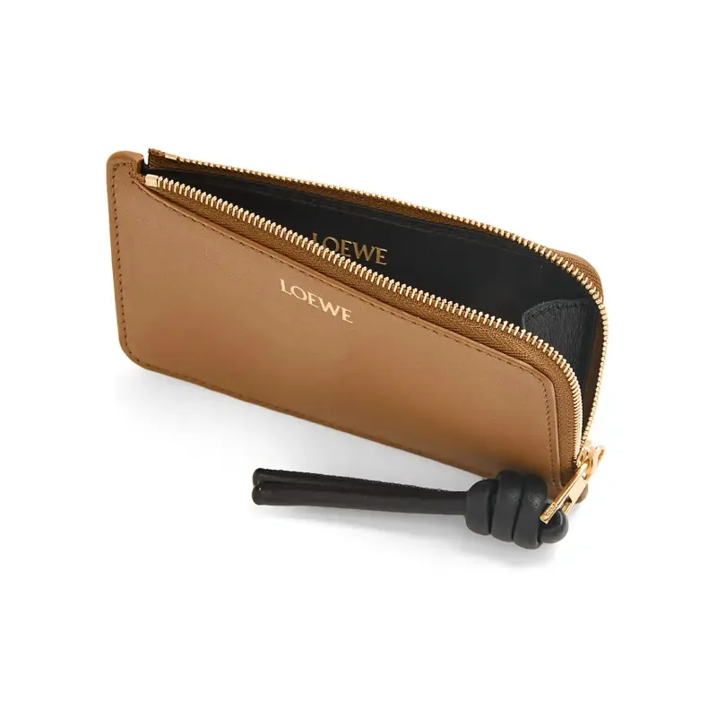LOEWE Bright Nappa Cow Leather Card Holder Women's Brown/Black-2