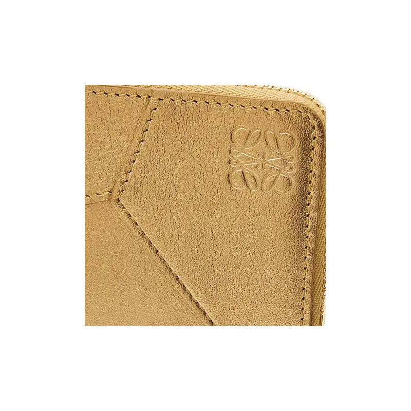 LOEWE Puzzle Cow Leather Card Holder Women's Gold-3