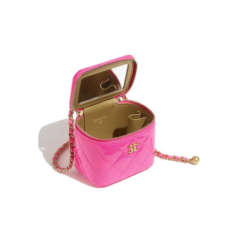 CHANEL 23C Early Spring Patent Leather Calfskin Box Bag, Shoulder Bag, Crossbody Bag Trumpets Women's Neon Pink-2