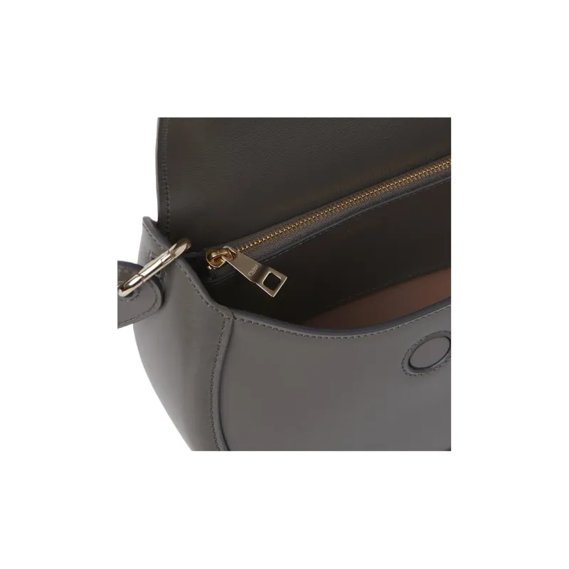 Chloe Calfskin Shoulder Bag, Crossbody Bag Small Size Women's Elephant Gray-4