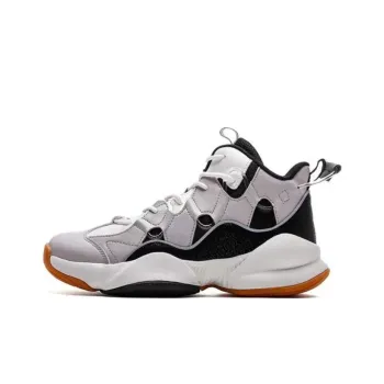 QIAODAN Cushioning Anti Slip And Wear Resistant Mid Top Basketball Shoes Women's Black White
