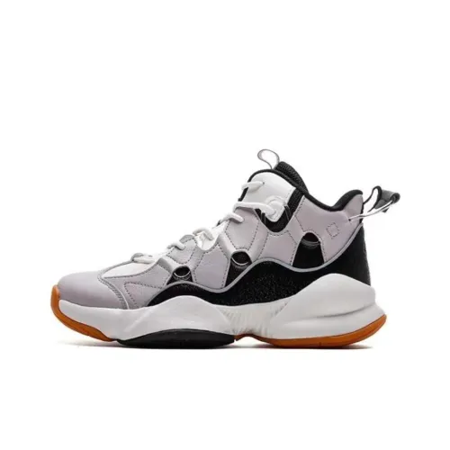 QIAODAN Cushioning Anti Slip And Wear Resistant Mid Top Basketball Shoes Women's Black White
