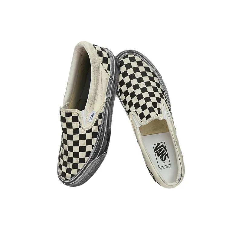 Vans Vault Ua Og Classic Slip On Lx Stressed Black Checkerboard-4