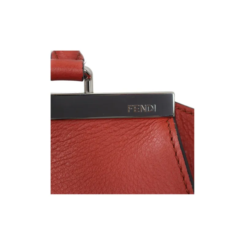 FENDI Leather Portable Crossbody Bag, Shoulder Bag Women's Red-5