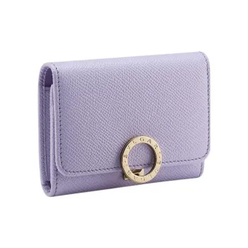 BVLGARI Calfskin Card Holder Women's Purple
