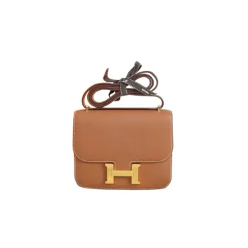 HERMES Constance Swift Leather Shoulder Bag, Crossbody Bag Mini Women's 37 Gold Brown